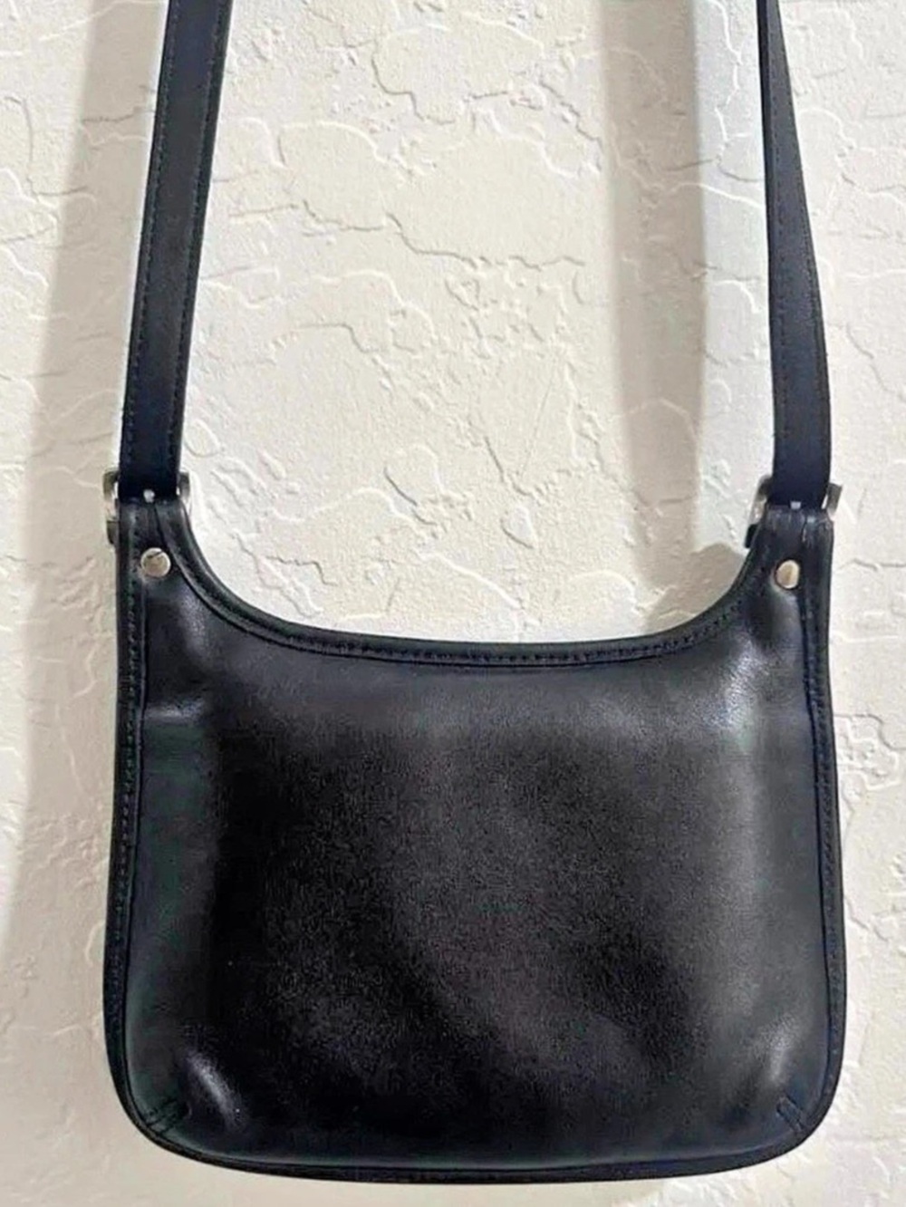 VTG COACH Hippie Saddle Bag Crossbody Purse Classic Slim Black Leather Y2K   P3